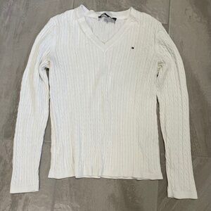 Tommy Hilfiger Cotton Cable Knit V-Neck Sweater
